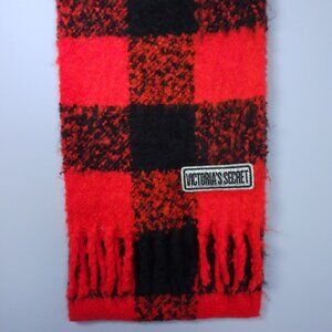 Victoria's Secret Scarf - Winter Angel Collection Plaid 83"x12" Black Red Cozy
